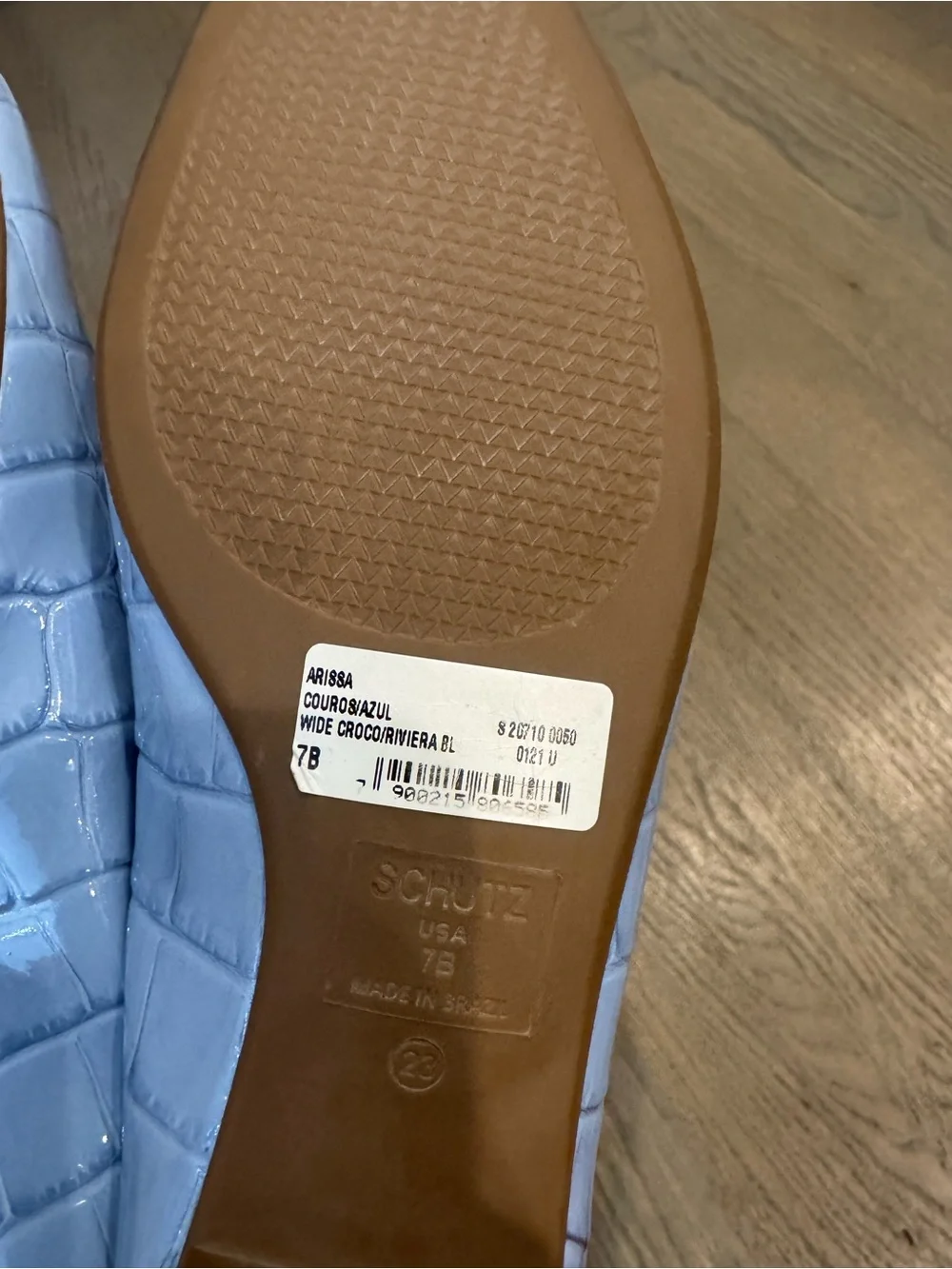 Schutz Light Blue Croc-Embossed Leather Ballet Flats | Arissa Ballet Flat